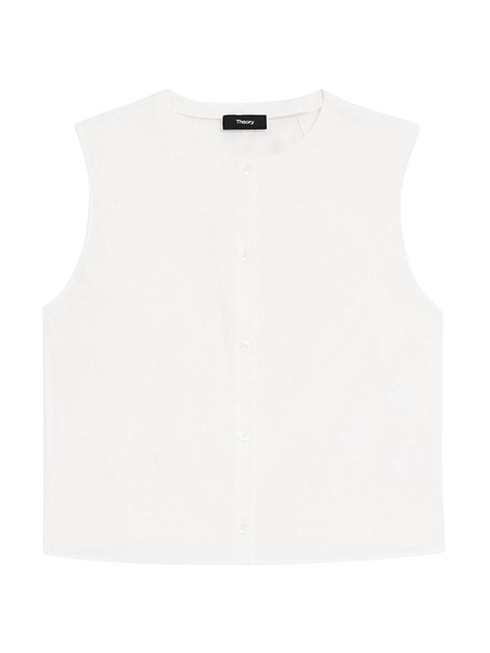 Sleeveless Cotton-Blend Crop Shell Top