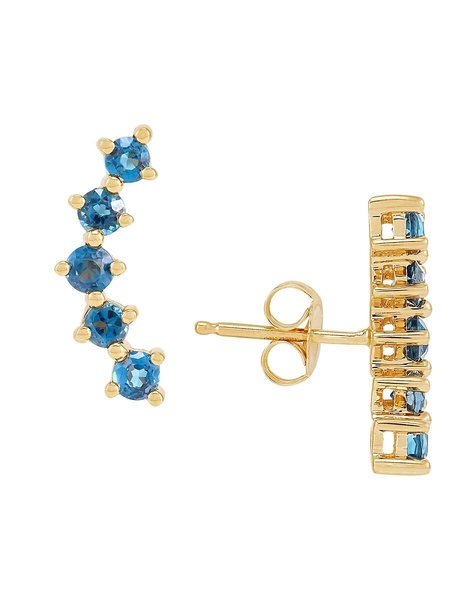 14K Yellow Gold & Licensed London Blue Topaz Stud Earrings