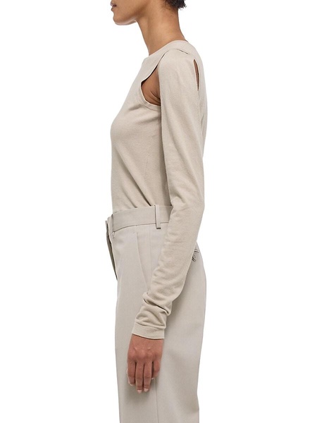 Cotton Cut-Out Crewneck Sweater