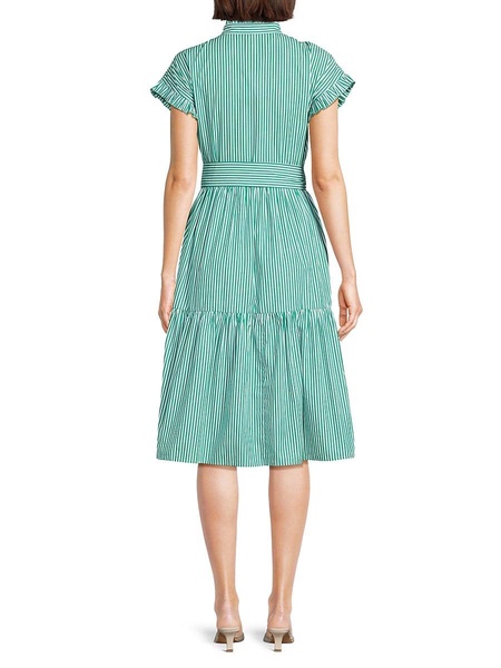 Chloe Striped Ruffle Midi Shirt Dress