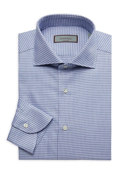 Houndstooth Cutaway Collar Dress Shirt
