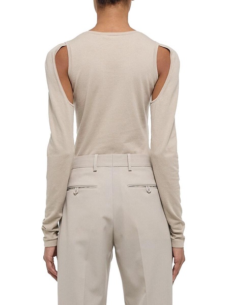 Cotton Cut-Out Crewneck Sweater