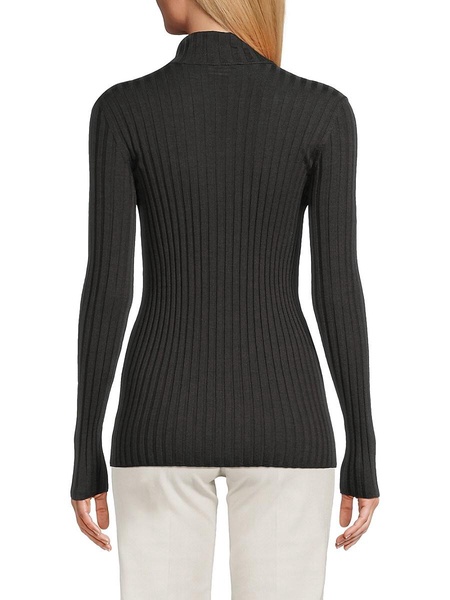 Ribbed Virgin Wool & Silk Turtleneck Sweater