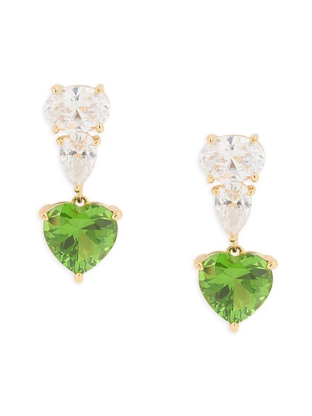 Real Love 18K Goldplated Sterling Silver & Cubic Zirconia Heart Drop Earrings
