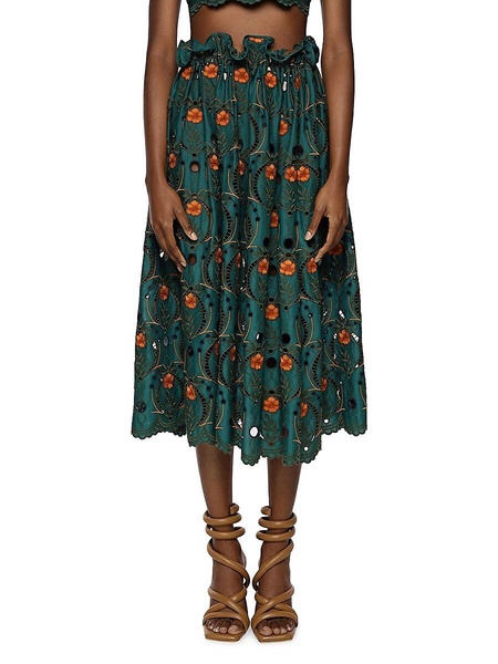 Regina Eyelet-Embroidered Midi-Skirt