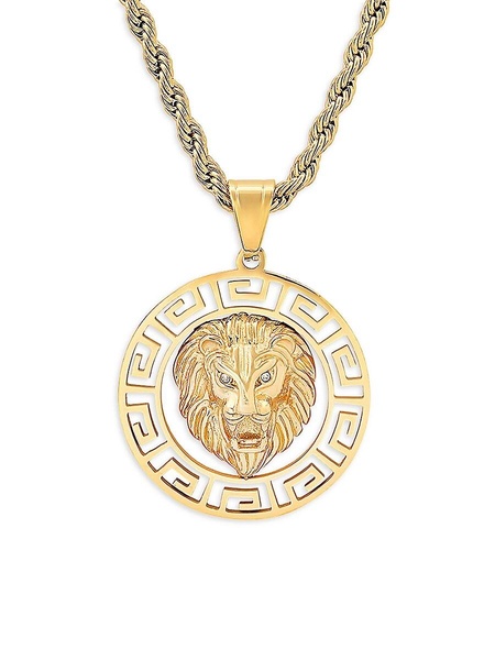 18K Goldplated & Simulated Diamond Lion Pendant Necklace