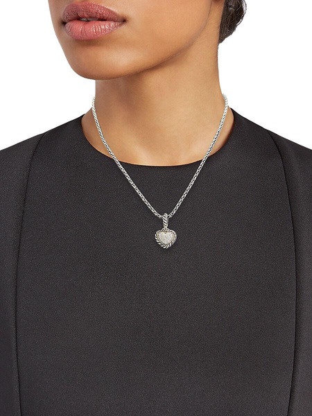 Sterling Silver, 18K Yellow Gold & Diamond Heart Pendant Necklace