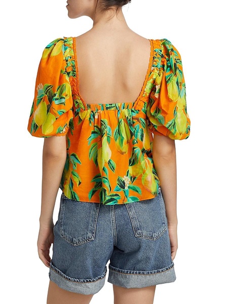 Pears Cotton Puff-Sleeve Blouse