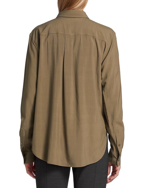 Long-Sleeve Draped-Front Top