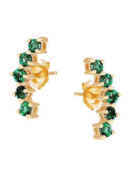 14K Yellow Gold & Emerald Leaf Drop Earrings