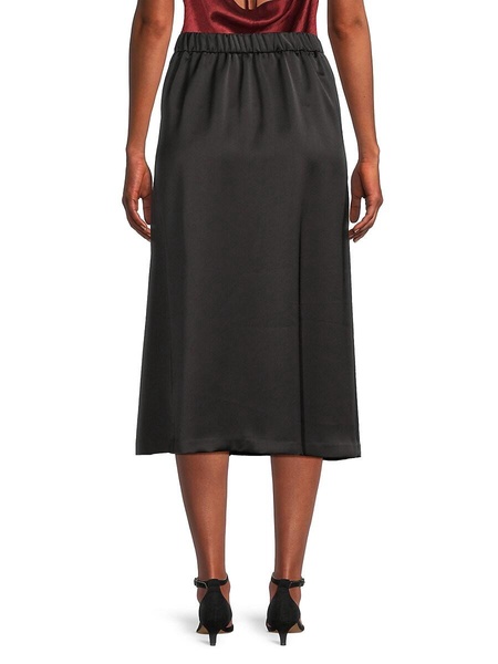 Solid A-line Midi Skirt