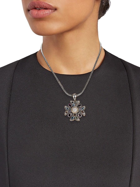 Sterling Silver, 18K Yellow Gold & Multi Stone Pendant Necklace