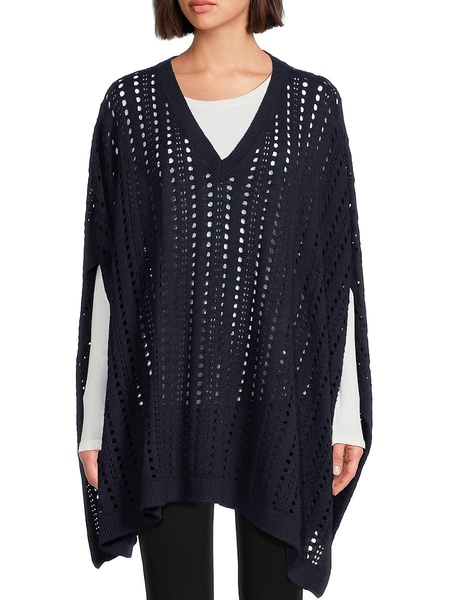 Cashmere Blend Open Knit Poncho
