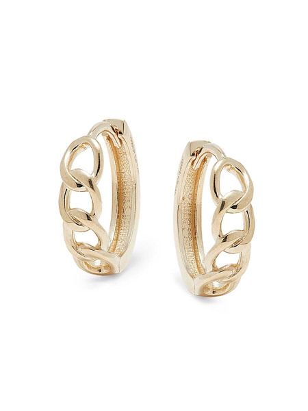 14K Yellow Gold Chain Huggie Earrings