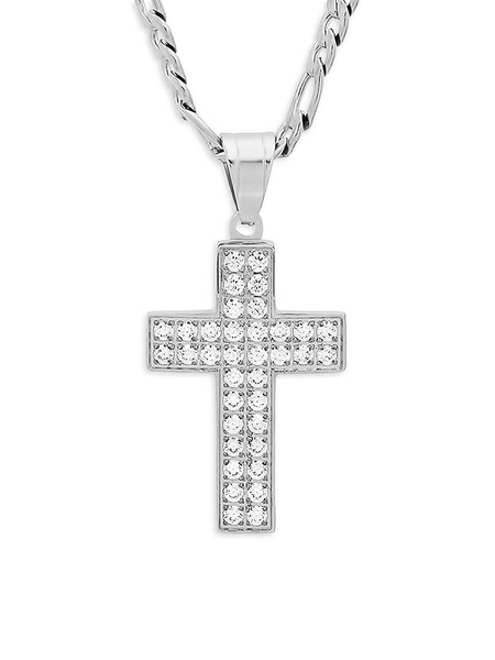 ​Stainless Steel Simulated Diamond Cross Pendant Necklace