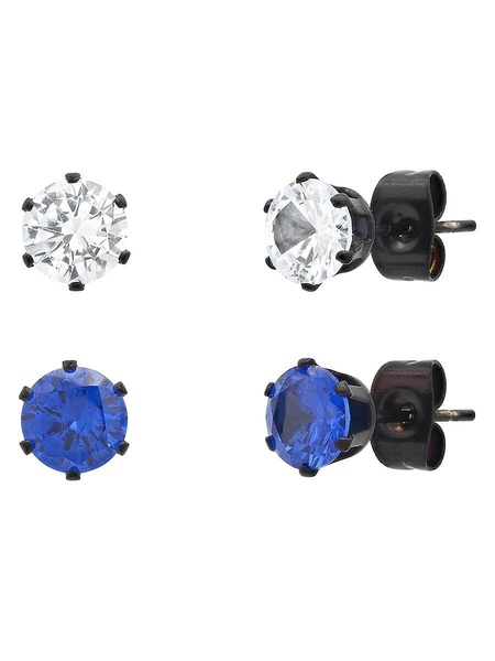2-Pair Simulated Diamond Stud Earrings