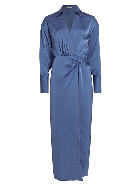 Aurora Draped Front Slit Midi Dress