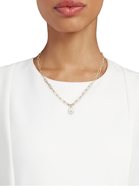 Bianca 18K Goldplated & Faux Pearl Paperclip Necklace