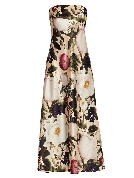 Noelle Floral Strapless Midi Dress