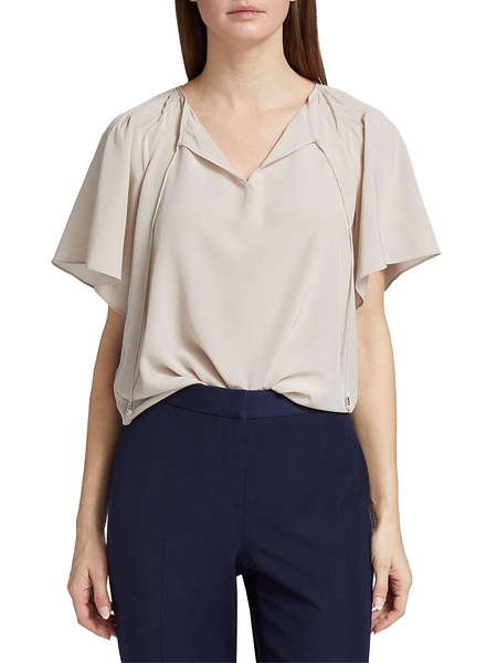 Flutter Sleeve Silk Blouse