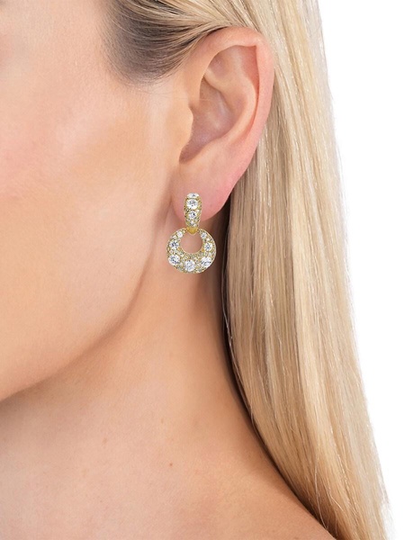 Luxe Sparkly 18K Goldplated & Cubic Zirconia Drop Earrings