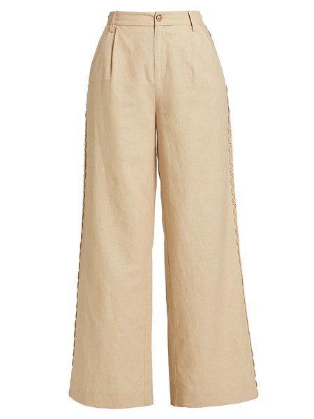 Akhila Linen-Blend Crop Pants