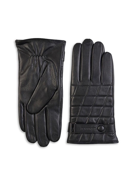 Cashmere-Lined Quilted Leather Tech Gloves