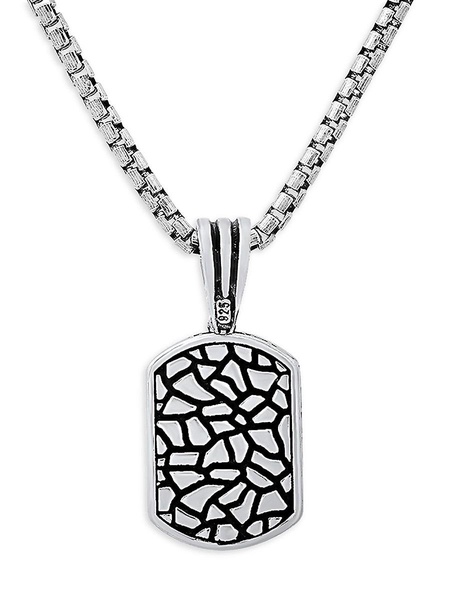 Sterling Silver & Onyx Reversible Dog Tag Pendant Necklace