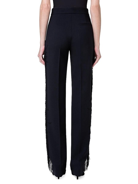 Straight-Leg Fringe-Embellished Pants
