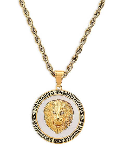 18K Goldplated Stainless Steel, Mother Of Pearl & Simulated Diamond Pendant Necklace