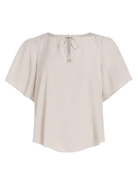 Flutter Sleeve Silk Blouse