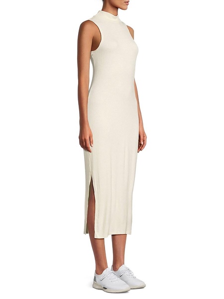 Well Traveled Rib-Knit Mockneck Midi Dress