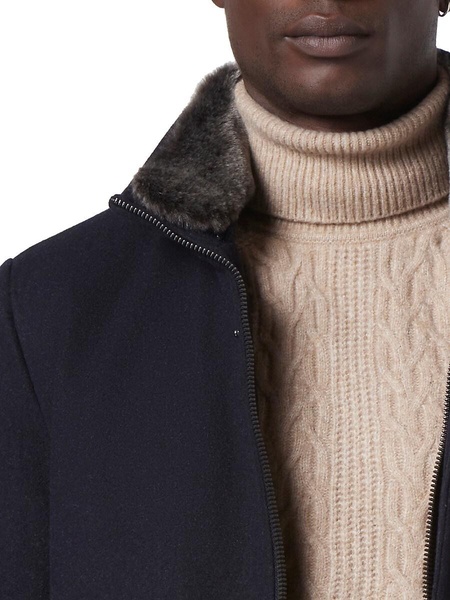 Brooks Faux Fur Collar Car Coat
