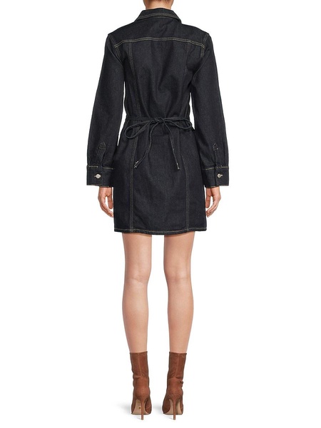 Belted Denim Mini Shirtdress