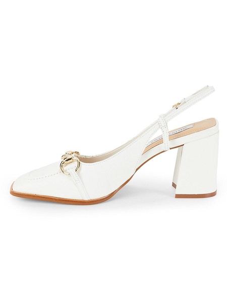 Leather Block Heel Pumps