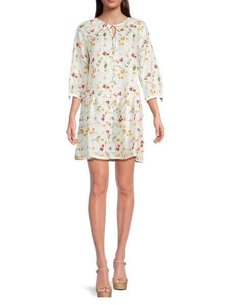 100% Linen Puff-Sleeve Minidress