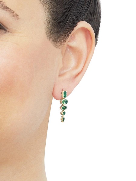 14K Yellow Gold & Emerald Multi Shaped Drop Earrings