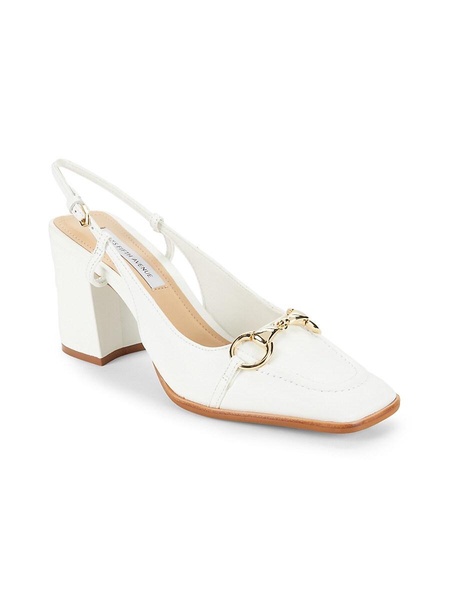 Leather Block Heel Pumps