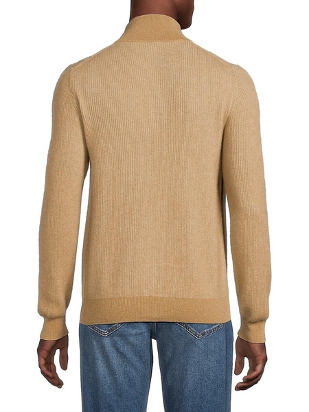Ribbed Cashmere Zip Cardigan