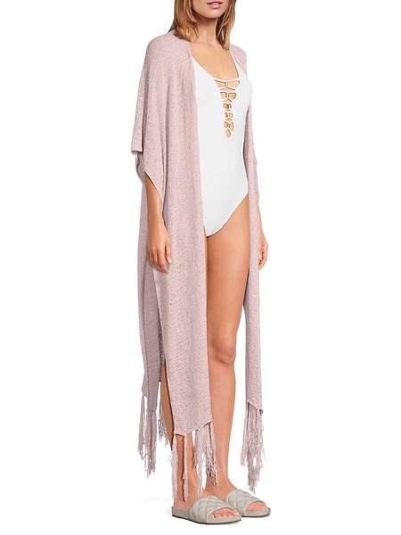 Summer Breeze Knit Fringe Coverup Kimono