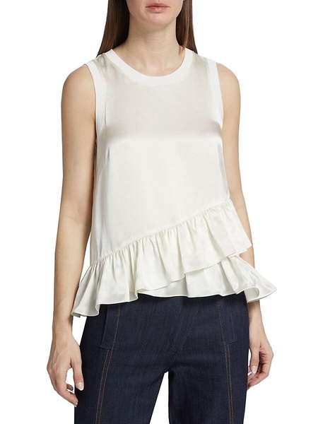 Luisa Ruffled Silk Charmeuse Top