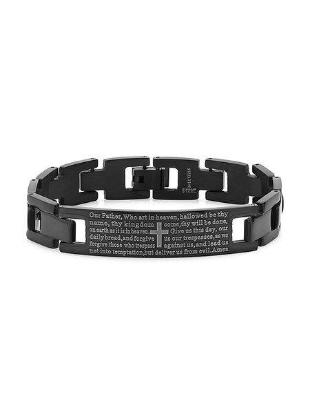 2-Piece IP Black Stainless Steel Bracelet & Necklace Set