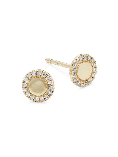 14K Yellow Gold & 0.1 TCW Diamond Stud Earrings