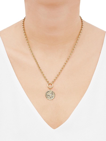 14K Yellow Gold Horse Coin Pendant Necklace