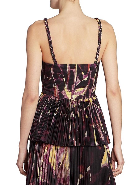 Halki Print Pleated Peplum Top