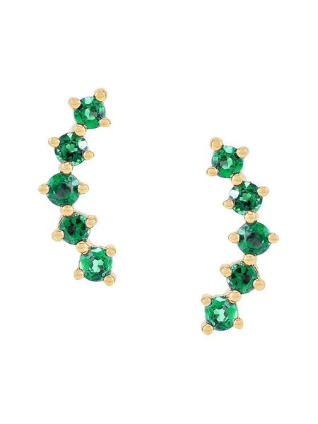 14K Yellow Gold & Emerald Leaf Drop Earrings