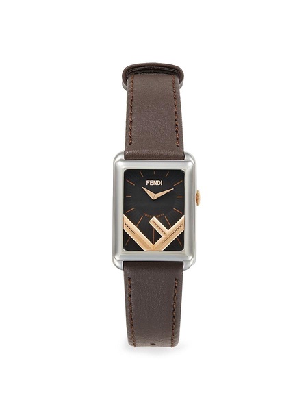 Run Away Stainless Steel & Leather Strap Watch/22.5MM