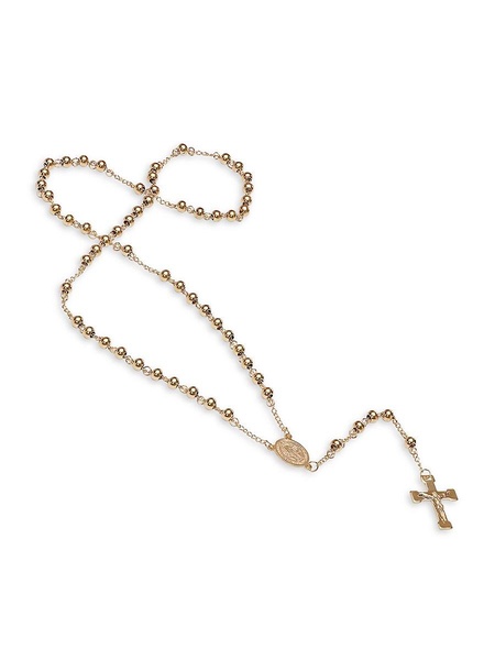 18K Goldplated Stainless Steel or Stainless Steel Beaded Rosary Necklace