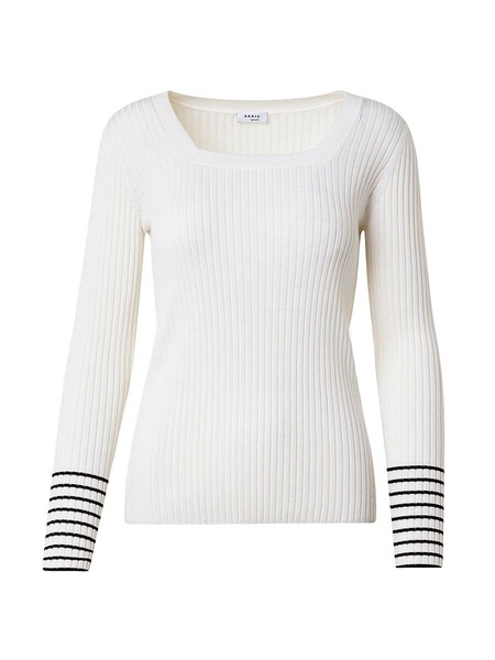 Square-Neck Rib-Knit Wool Top