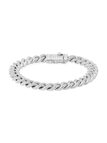 Stainless Steel & Simulated Diamond Cuban-Link Chain Bracelet